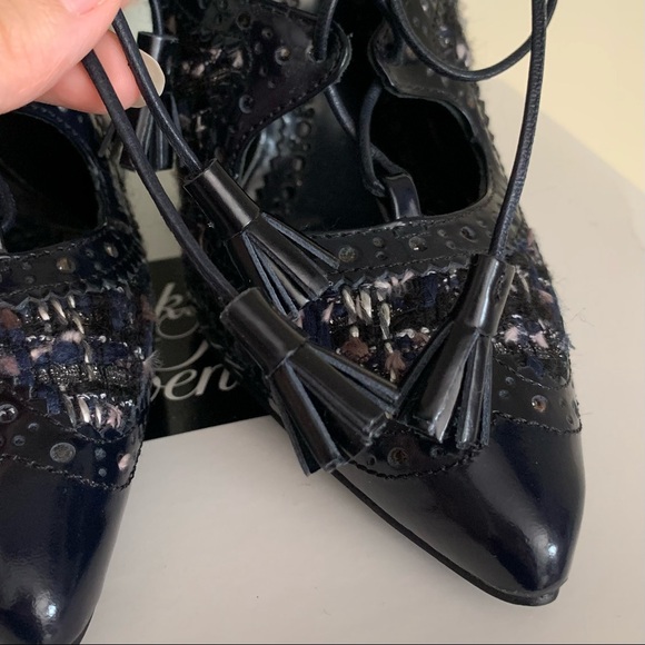 Tory Burch tweed tassel lace up oxford heels - Picture 5 of 16